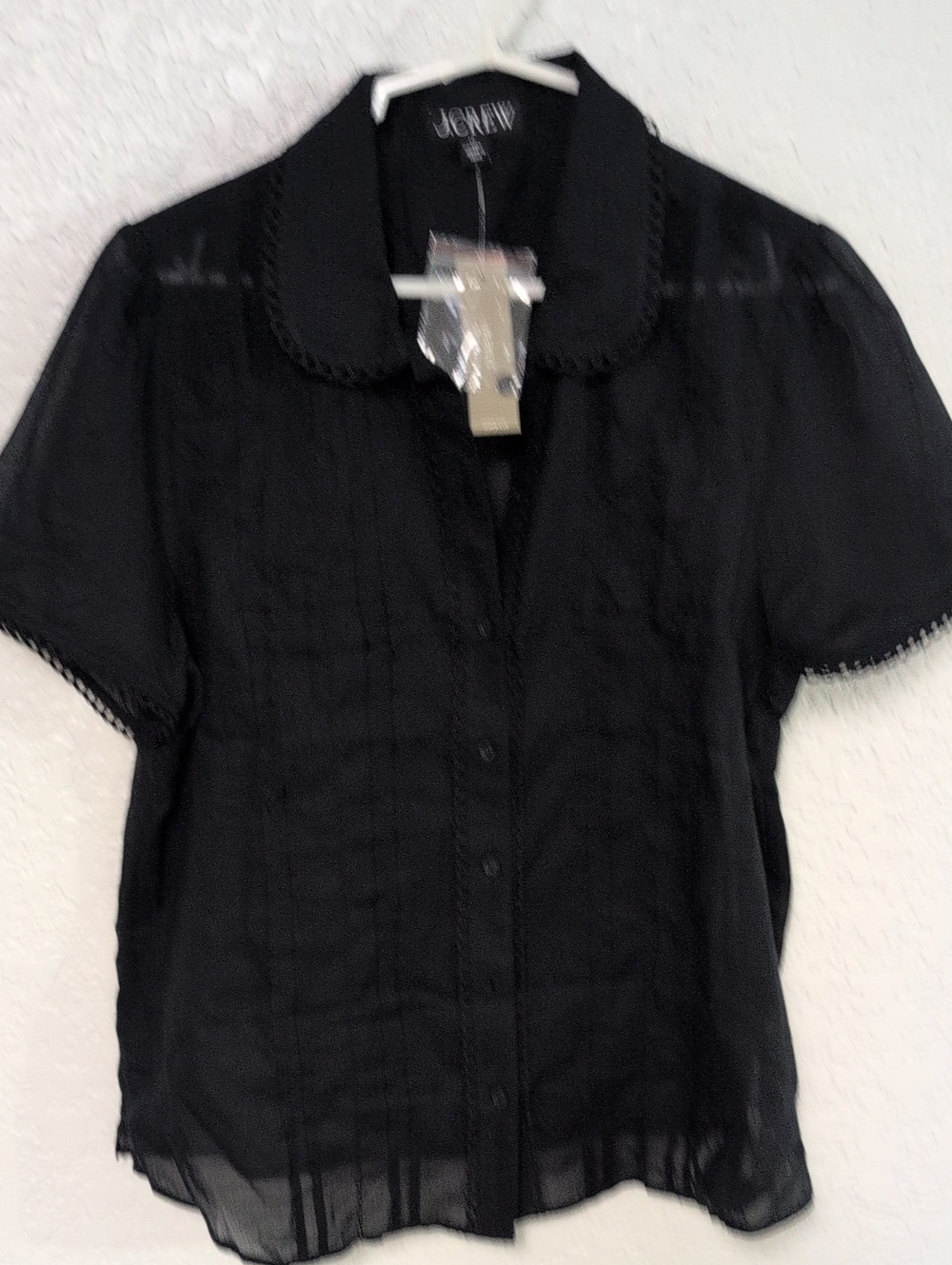 J. Crew Black Short-Sleeve Button Front Blouse